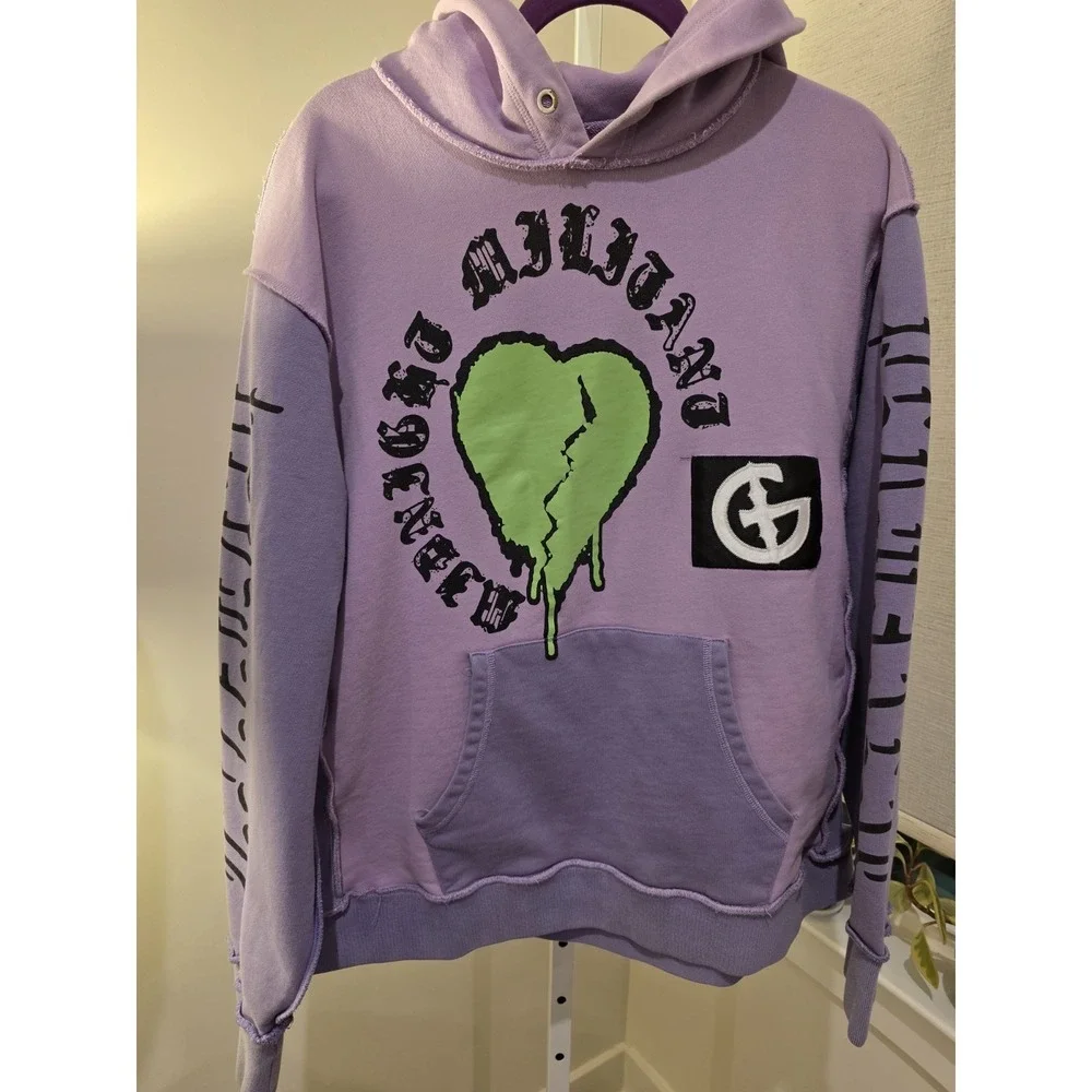 GALA‎ Hoodie Mens XL Purple Green Graphic Streetwear Y2K